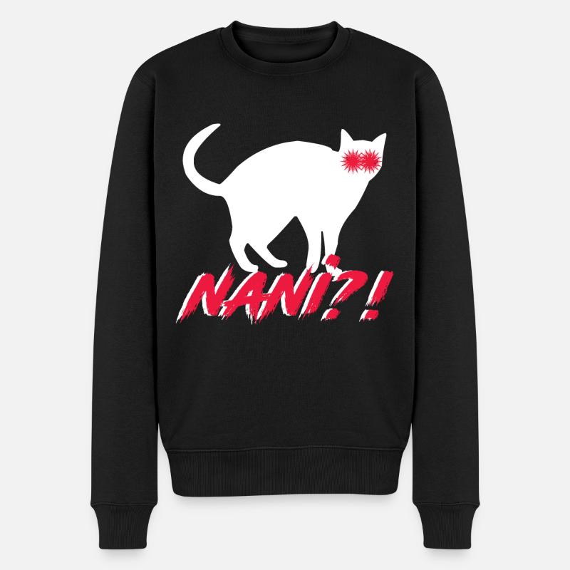 Nani?! Lustige Nani Katze - Männer Premium Bio Pullover - Schwarz
