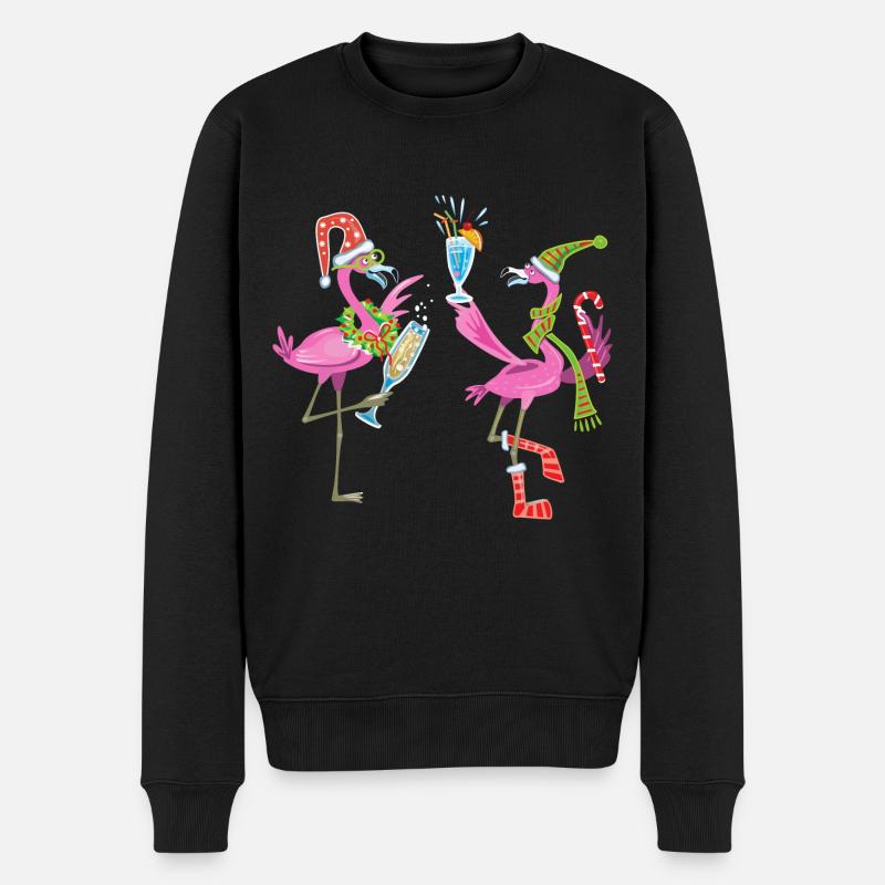 Flamingo-Weihnachten. Weihnachtsgeschenk - Männer Premium Bio Pullover - Schwarz