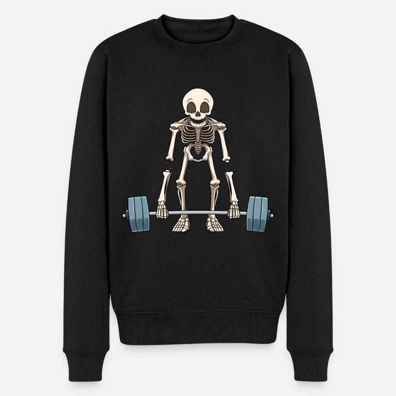 Drôle squelette Haltérophile - Pull Premium bio Homme - noir