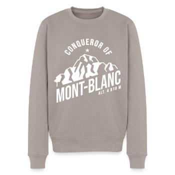 Bezwinger des Mont Blanc - Männer Premium Bio Pullover - Taupe - Vorne - Nico (187cm)