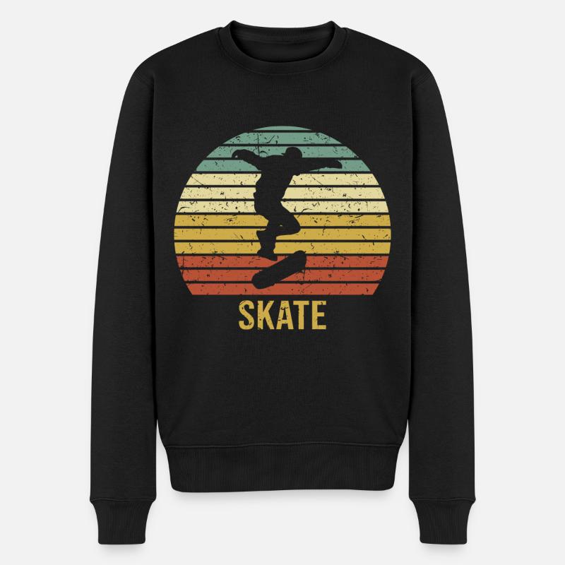 Retro Skater Cooles Skateboard Jungs Geschenk - Männer Premium Bio Pullover - Schwarz