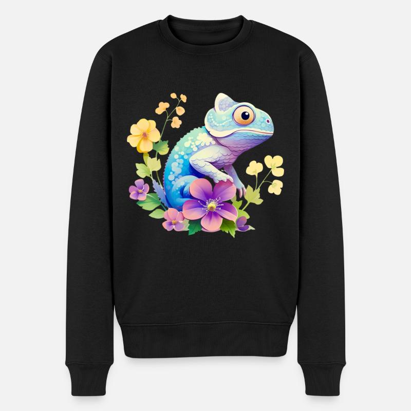 Niedliches Chamäleon Leguan für - Männer Premium Bio Pullover - Schwarz