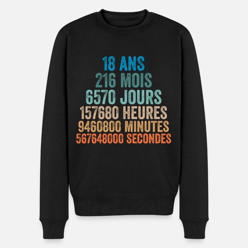 18 Ans Anniversaire - cadeau d'anniversaire - Pull Premium bio Homme - noir