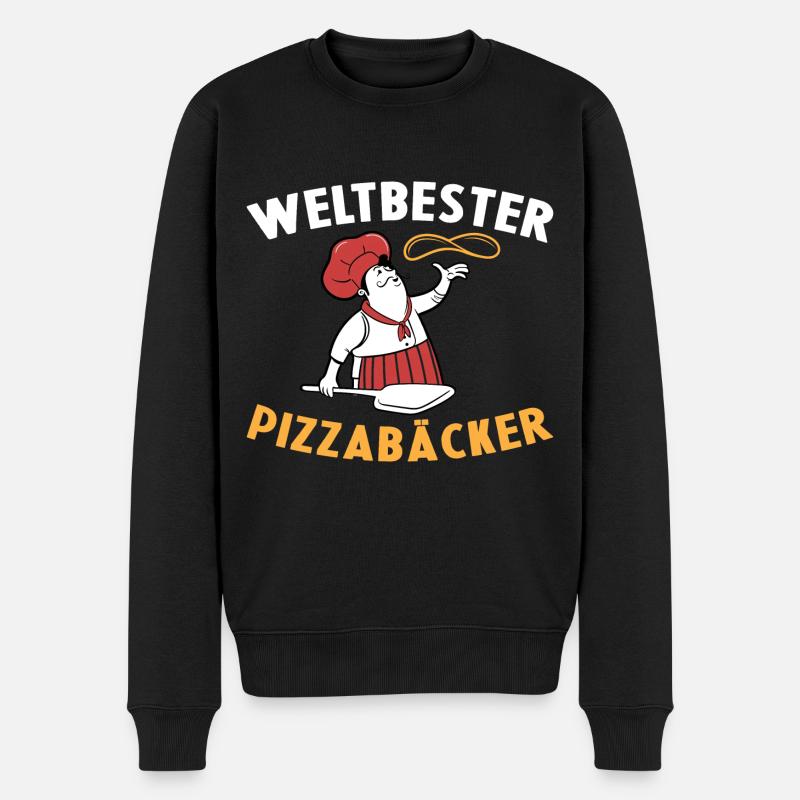 Weltbester Pizzabäcker Pizza Geschenkidee Kochen - Männer Premium Bio Pullover - Schwarz
