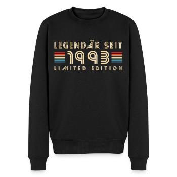 Geboren 1993 Baujahr Retro Geburtstag Geschenk - Männer Premium Bio Pullover - Schwarz - Vorne - Nico (187cm)
