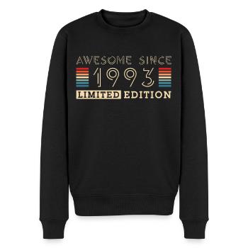 Jahrgang 1993 Baujahr geboren Geburtstag Geschenk - Männer Premium Bio Pullover - Schwarz - Vorne - Nico (187cm)