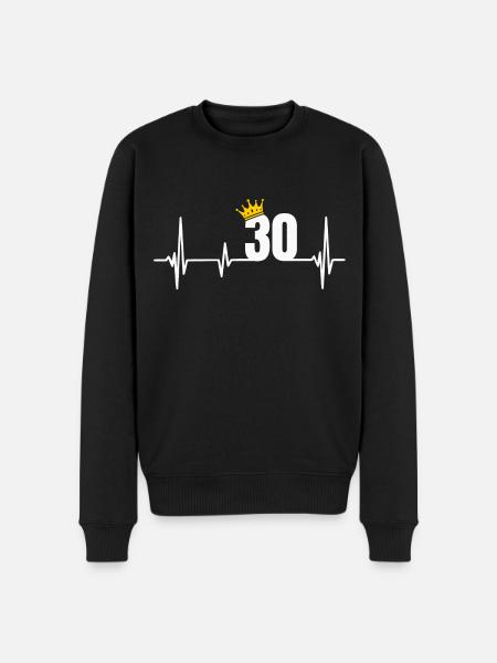 30th birthday 30 years anniversary Herzschlag Krone - Men's Premium Organic Jumper - black