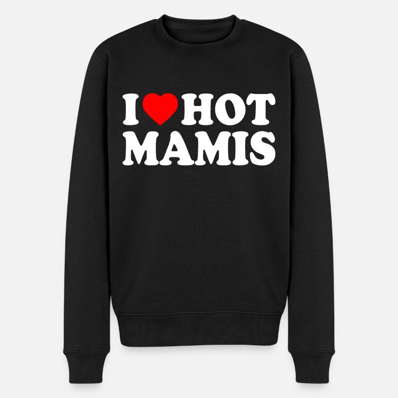 I love hot mamis - Männer Premium Bio Pullover - Schwarz