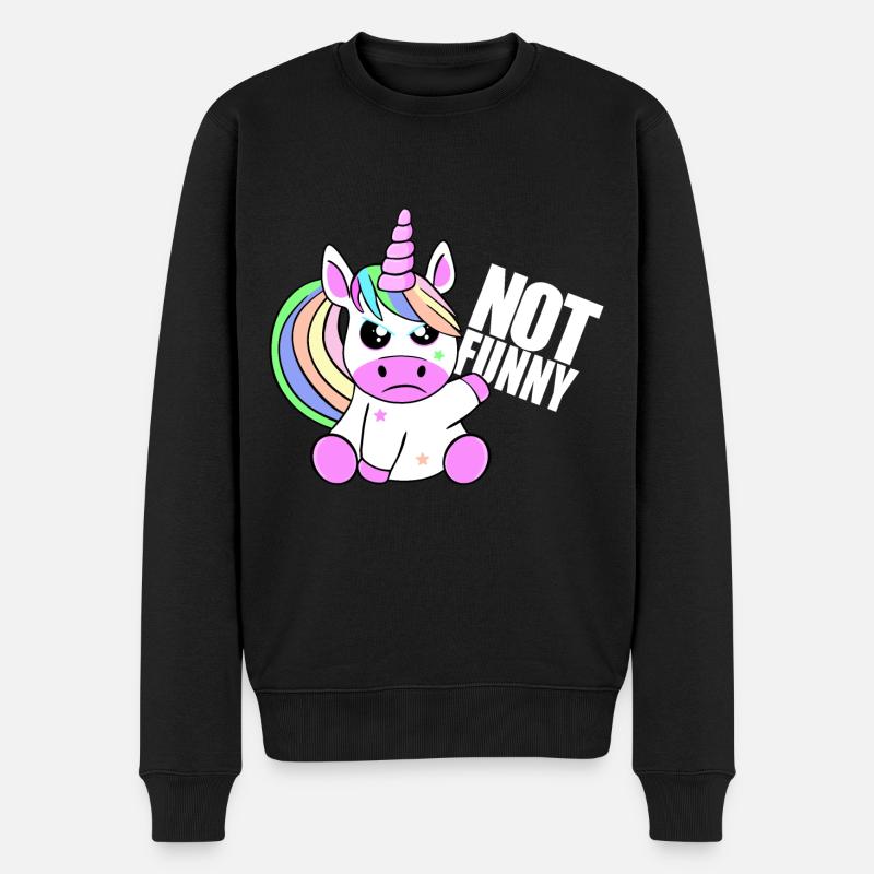 Licorne, pas drôle. Ce n'est pas drôle. - Pull Premium bio Homme - noir