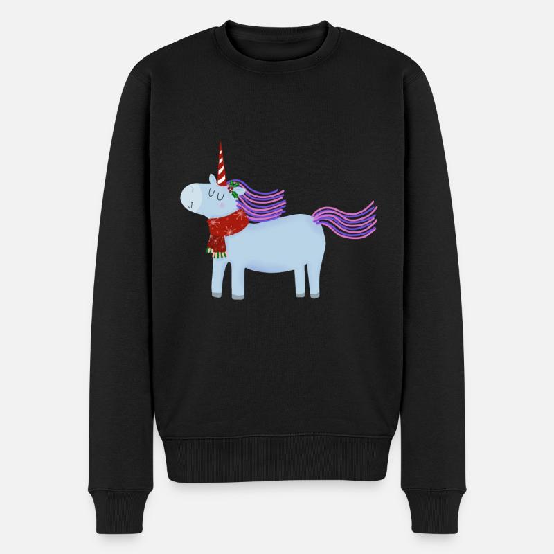 Licorne de Noël avec écharpe - Pull Premium bio Homme - noir