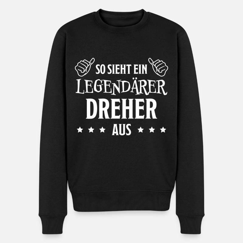 Dreher Fun Spruch Drehmaschinen Dreher Geschenk - Männer Premium Bio Pullover - Schwarz