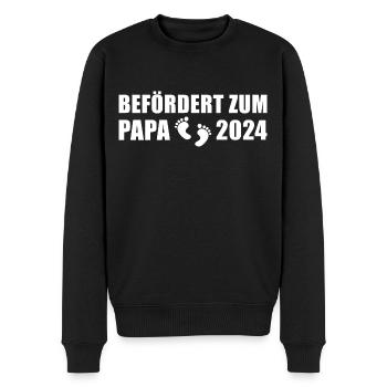 Werdender Vater 2024 Beförderrt zum Papa - Männer Premium Bio Pullover - Schwarz - Vorne - Nico (187cm)