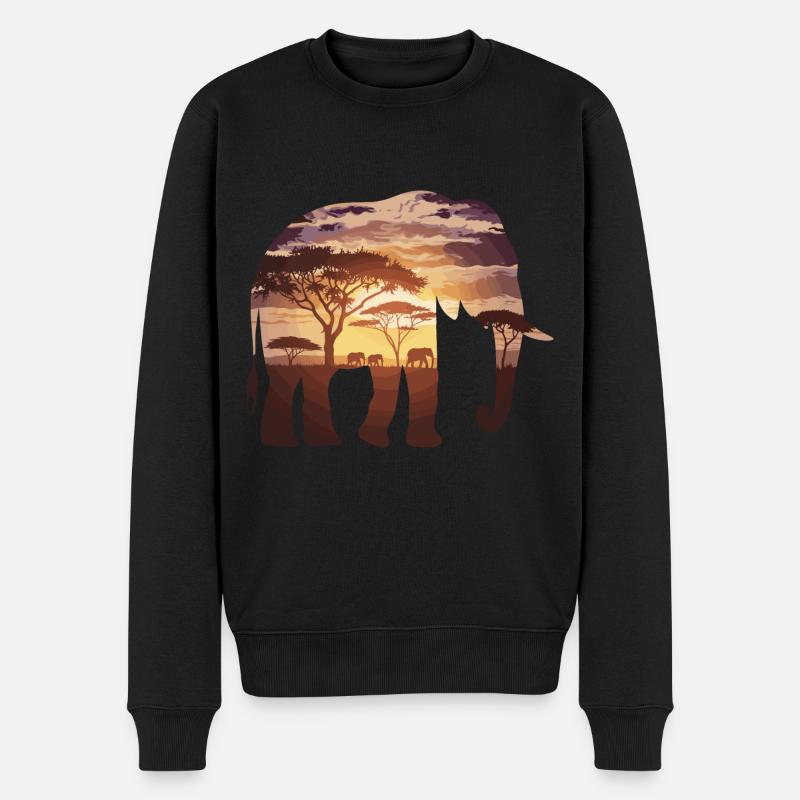 Elefant Afrika Safari - Männer Premium Bio Pullover - Schwarz