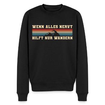 Berge Vintage Wandern - Männer Premium Bio Pullover - Schwarz - Vorne - Nico (187cm)
