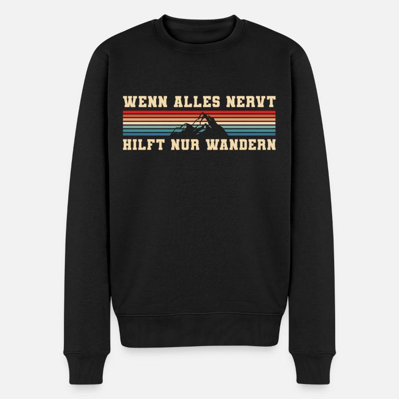 Berge Vintage Wandern - Männer Premium Bio Pullover - Schwarz