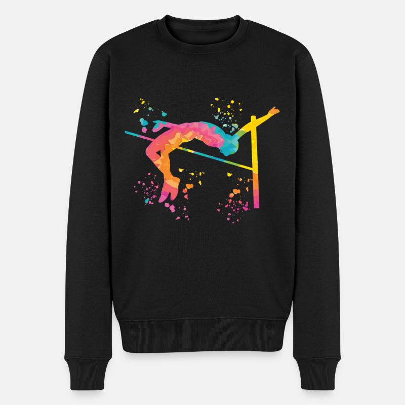 Hochspringer Wasserfarben Hochsprung - Männer Premium Bio Pullover - Schwarz