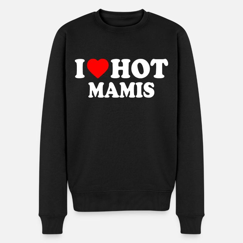 I love hot mamis - Männer Premium Bio Pullover - Schwarz