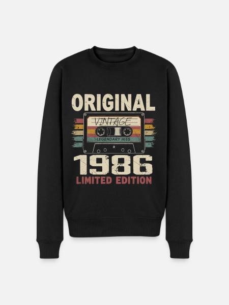 1986 Verjaardagscadeau 1986 Vintage 1986 Retro - Mannen Premium Bio sweater - zwart