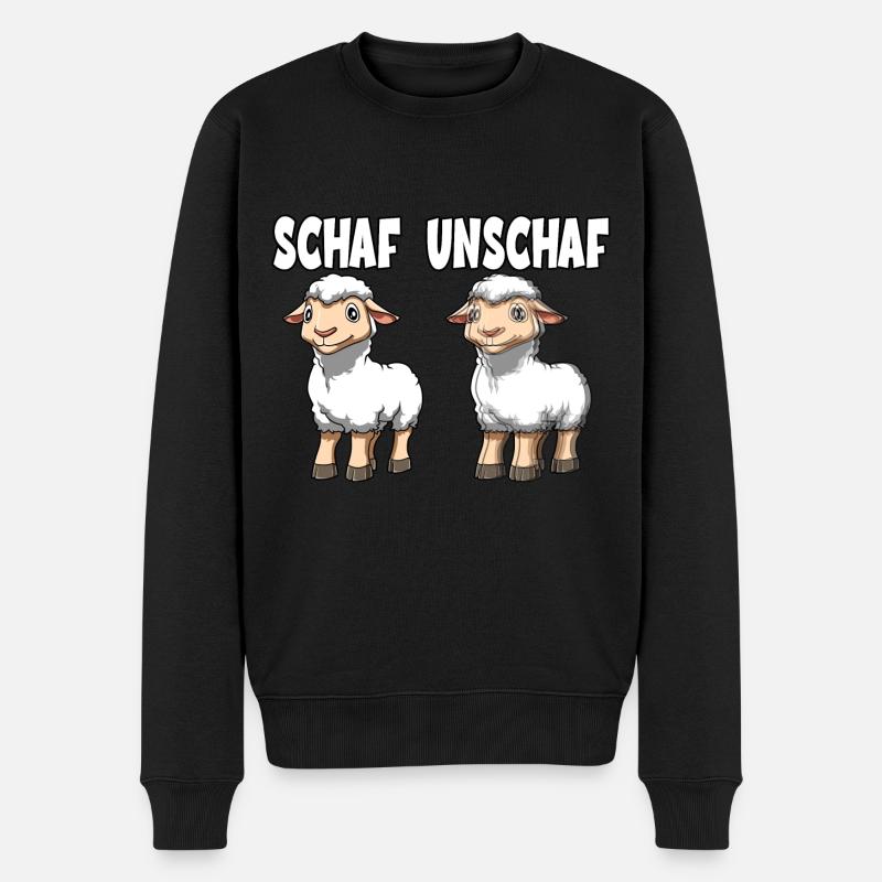 Schaf Unschaf Wortspiel Wortwitz - Männer Premium Bio Pullover - Schwarz