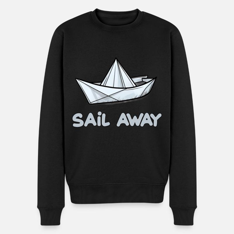 Papierschiff Papierboot Papierschiffchen - Männer Premium Bio Pullover - Schwarz
