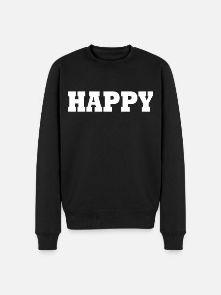 Happy - Männer Premium Bio Pullover - Schwarz