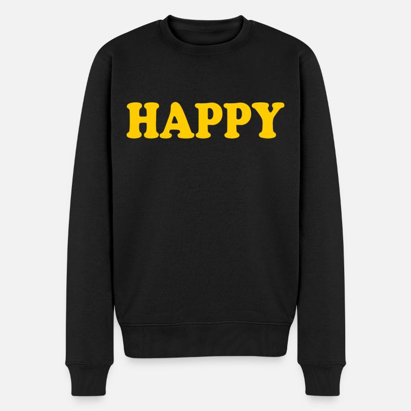 Happy - Männer Premium Bio Pullover - Schwarz