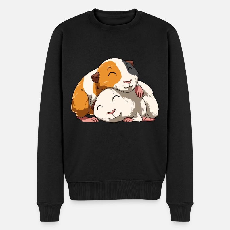 Meerschweinchen Pärchen - Männer Premium Bio Pullover - Schwarz
