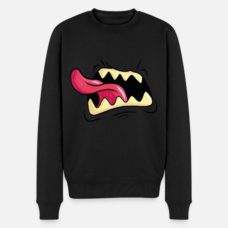 Crier monstre bouche dents langue - Pull Premium bio Homme - noir