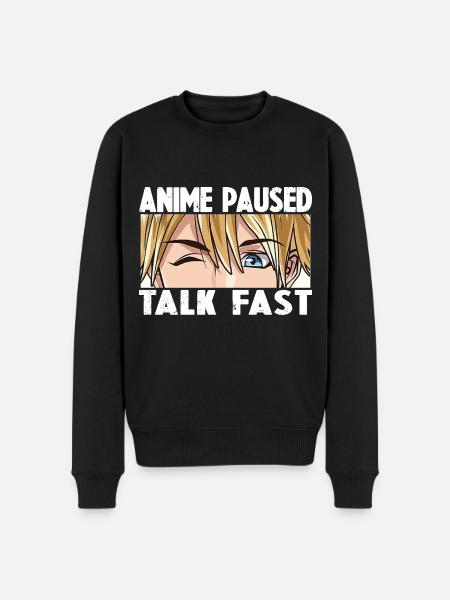 ANIME PAUSED TALK FAST - Men's Premium Organic Jumper - black