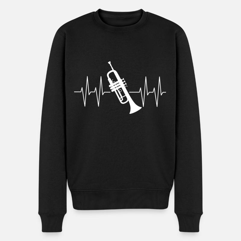 Je joue du battement de cœur de trompette avec trompette - Pull Premium bio Homme - noir