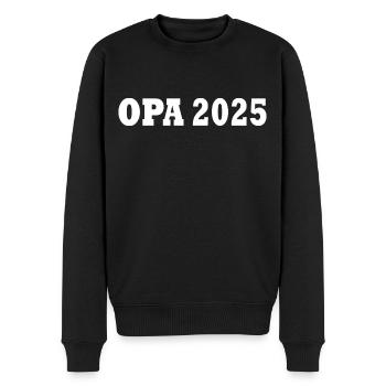 opa 2025 - Männer Premium Bio Pullover - Schwarz - Vorne - Nico (187cm)