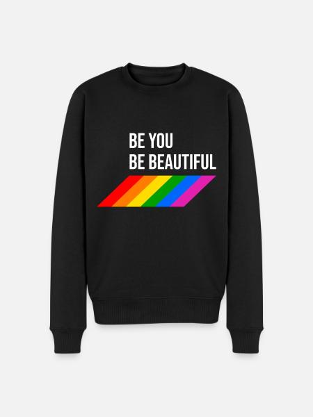 LGBTQIA Beautiful Rainbow - Men's Premium Organic Jumper - black