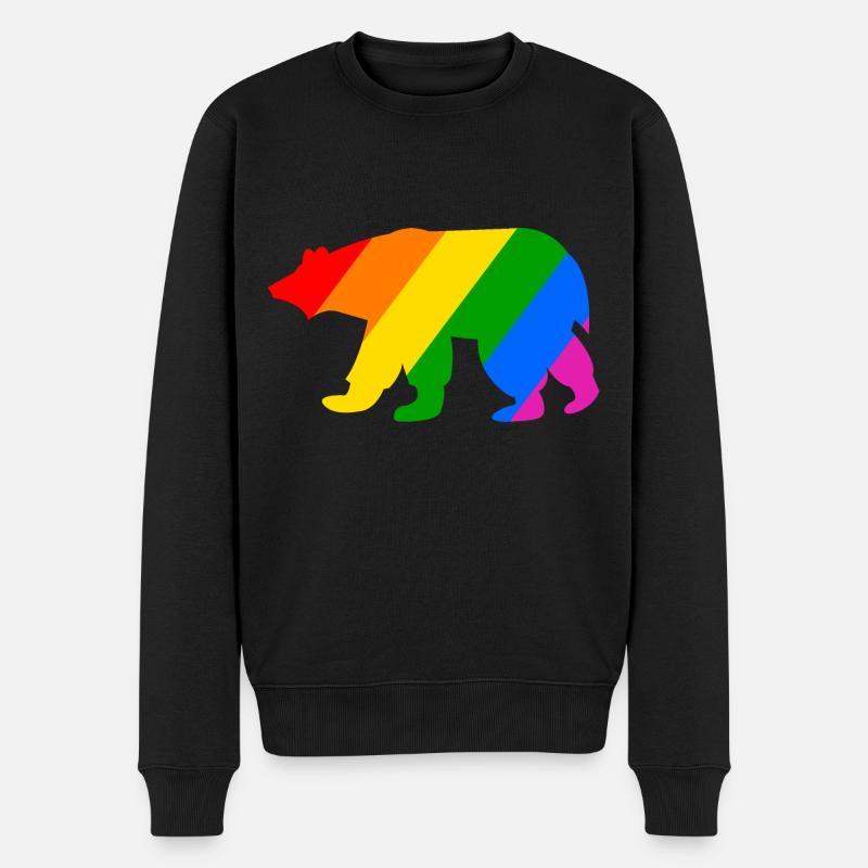 Regenbogen Eisbär - Männer Premium Bio Pullover - Schwarz