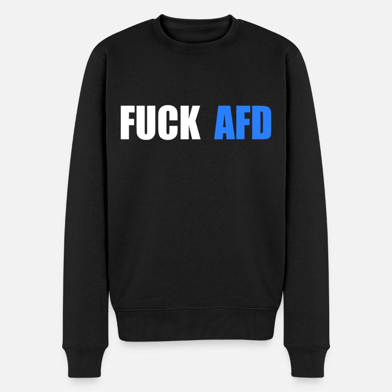 Fuck afd - Männer Premium Bio Pullover - Schwarz