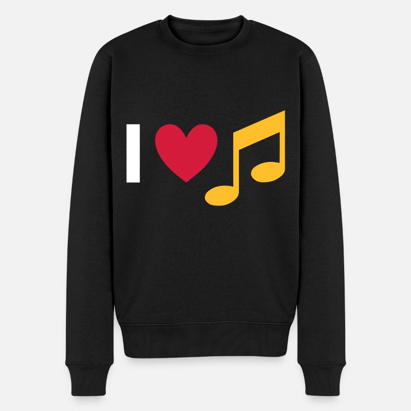 Ich liebe Musik (Herz, Note) - Männer Premium Bio Pullover - Schwarz