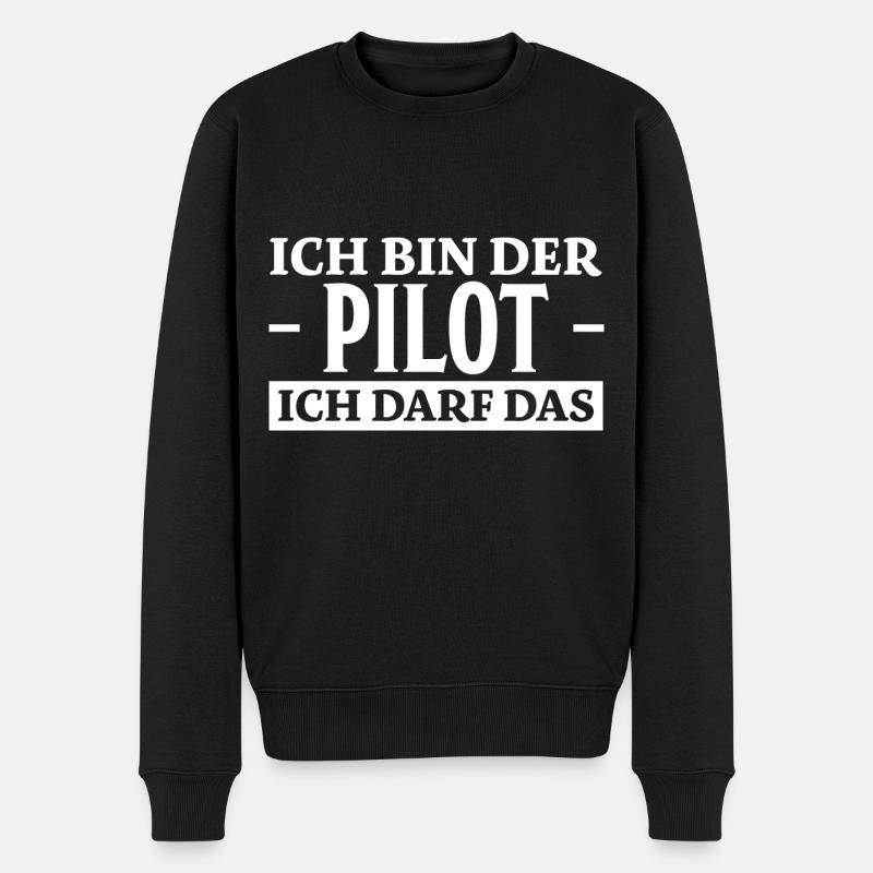 Pilot Spruch Flugsport Lustiges Piloten Geschenk - Männer Premium Bio Pullover - Schwarz