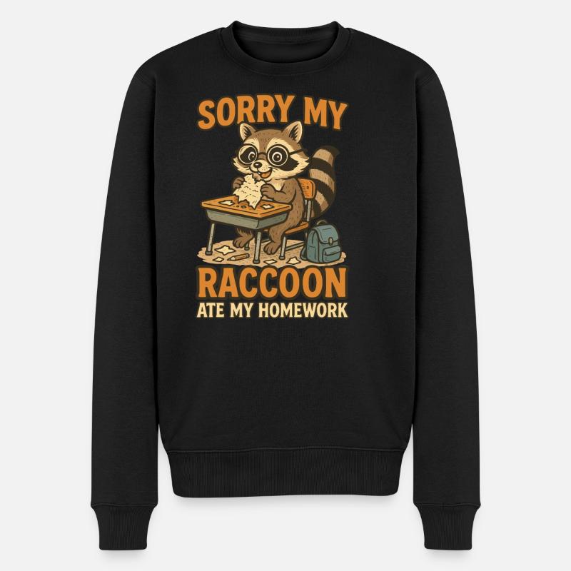 Raton laveur Devoirs drôle - Pull Premium bio Homme - noir