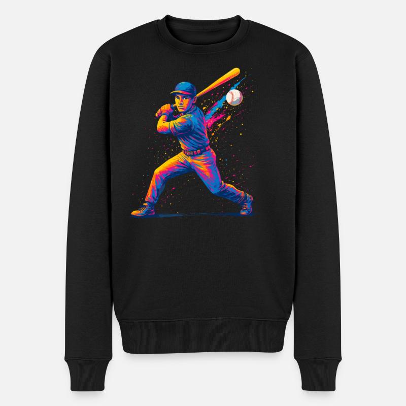 Baseball Baseballspieler Mann - Männer Premium Bio Pullover - Schwarz