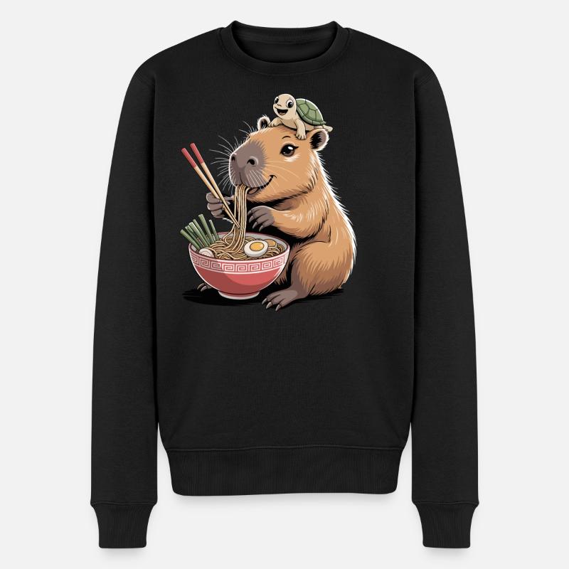 Cute capybara, ramen, turtle, capybara - Men's Premium Organic Jumper - black