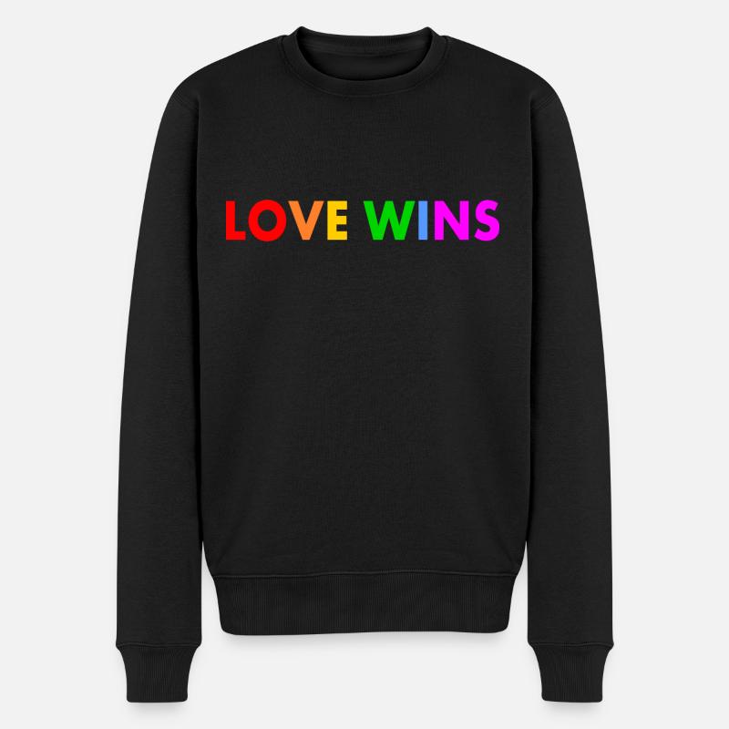 Love wins - Männer Premium Bio Pullover - Schwarz