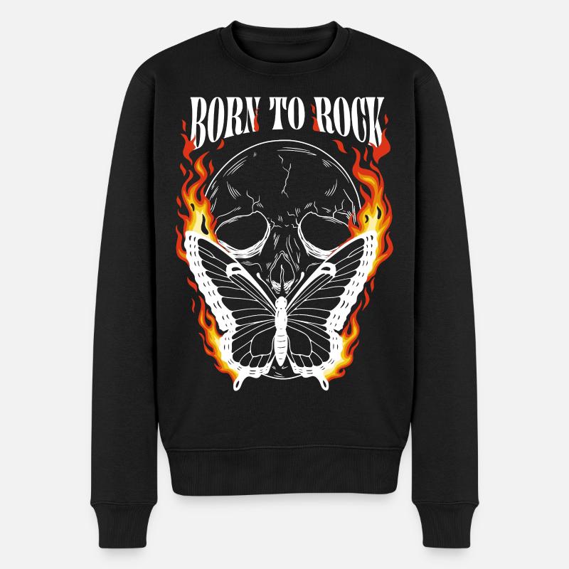 Born to Rock – Skull & Butterfly Metal Shirt - Männer Premium Bio Pullover - Schwarz