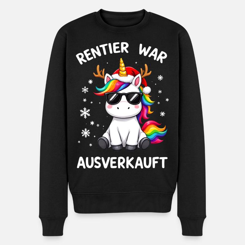 Rentier War Ausverkauft Einhorn Weihnachten - Männer Premium Bio Pullover - Schwarz
