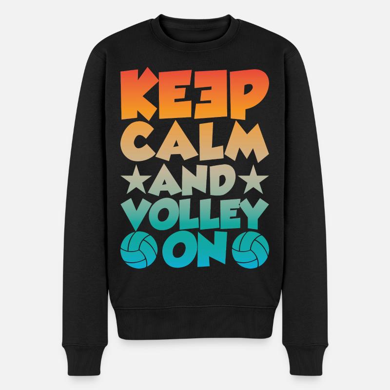 Keep Calm and Volley on - Männer Premium Bio Pullover - Schwarz
