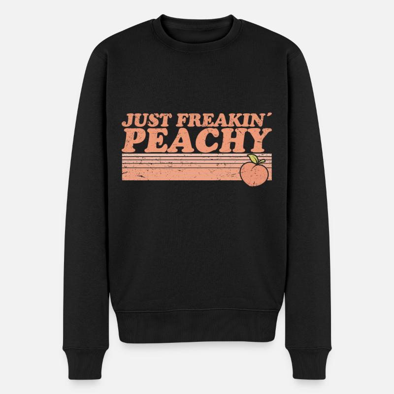 just peachy - Pfirsich Frucht Spruch - Männer Premium Bio Pullover - Schwarz