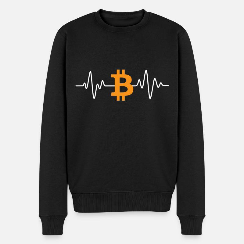 Battement de cœur Bitcoin - Pull Premium bio Homme - noir