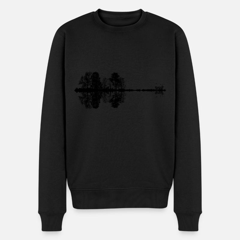 forêt, guitare en miroir - Pull Premium bio Homme - noir