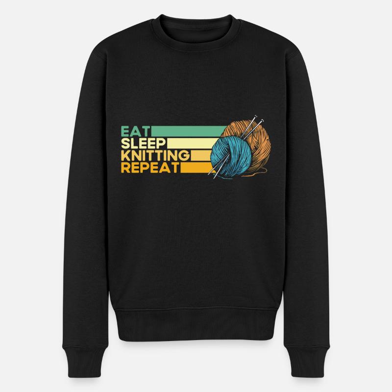 Stricken Stricken Stricken Liebhaber Geschenk - Männer Premium Bio Pullover - Schwarz