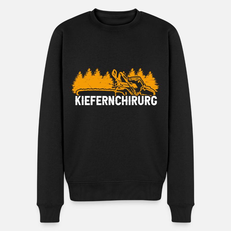 Kiefernchirurg Kettensäge Baumfäller Tischler Wald - Männer Premium Bio Pullover - Schwarz