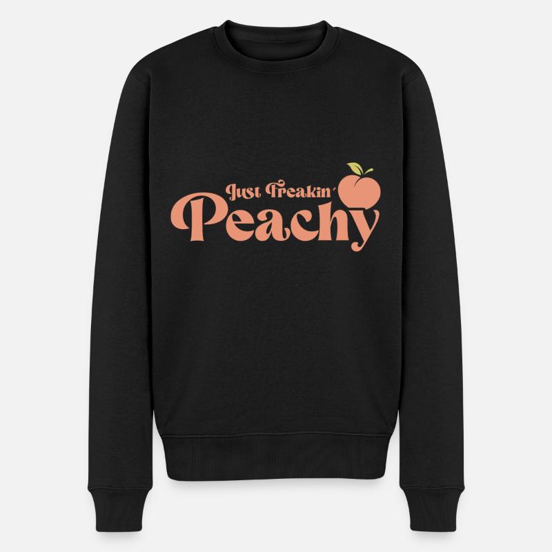 just peachy - Pfirsich Frucht Spruch - Männer Premium Bio Pullover - Schwarz