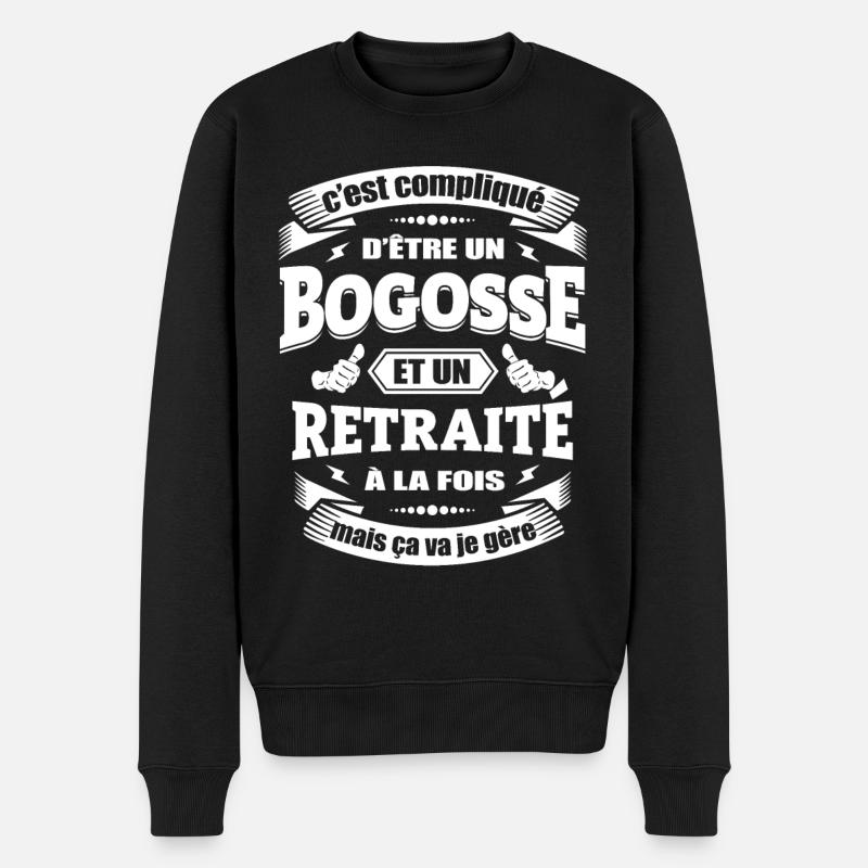 BOGOSSE RETRAITÉ - Pull Premium bio Homme - noir
